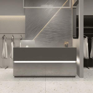 Simple Modern Barber Shop Counter - Maoters - L87"xW24"xH39", Gray + Silver