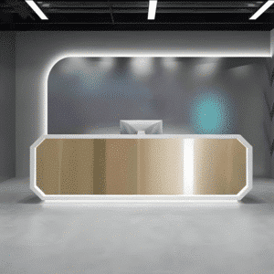 Sleek Stainless Steel Reception Desk - Enhance Your Space