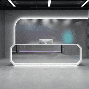 Sleek Stainless Steel Reception Desk - Enhance Your Space