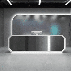 Sleek Stainless Steel Reception Desk - Enhance Your Space