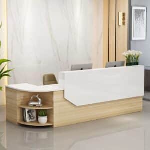 Simple L-shape Wood Reception Desk - Maoters