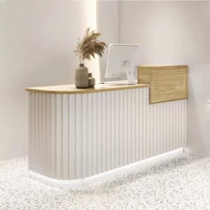 Modern Front Cashier Counter For Retail Store - L102" x W24" x H39", Left High