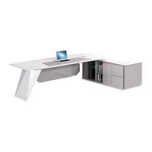 Sleek White Lacquer Executive Desk - Maoters - Maoters