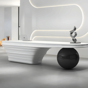 Modern Lacquer Reception Desk - Sales Center & Hotel Front Counter - L110" X W28" X H31"