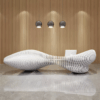 White Lacquer Reception Desk - Curved Front Counter