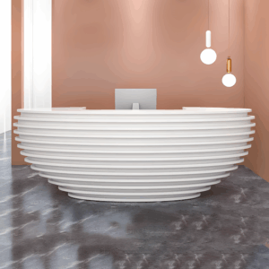 Curved Lacquer Reception Desk - Modern Hotel & Office Counte - L102" X W28" X H39"