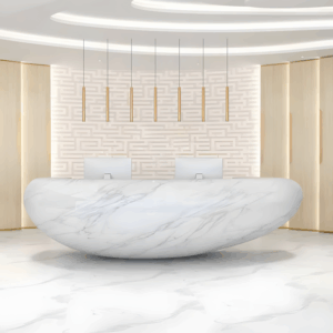Fiberglass Reception Desk - Custom Shaped Counter for Clinic & Office