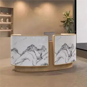 Curved Salon Reception Desk - Beauty & Boutique Counter