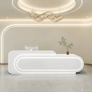 Office Front Desk &amp amp Cashier Counter Designs - L118" x W24" x H39", White