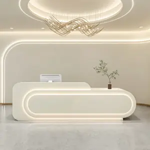 Office Front Desk &amp amp Cashier Counter Designs - L47" x W24" x H39", Off white