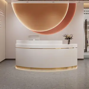 Premium Curved Reception Desks for Dental Clinics &Beauty Salons - L71" x W24" x H37", Pure white