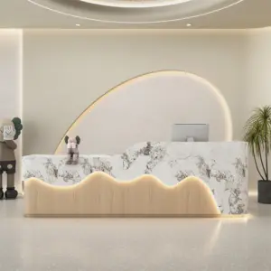 Beauty Salon Reception Desks & Front Desk Counters - L87" x W24" x H39", Pandora + Orginal wood grain