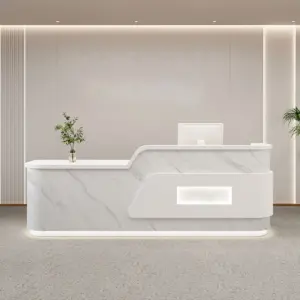 Cream Style Reception Desk - Training Center & Boutique Counter - Paint White + Jazz White, L134" x W24" x H39"