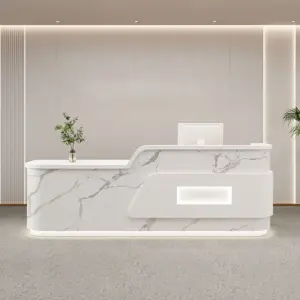 Cream Style Reception Desk - Training Center & Boutique Counter - Paint white + Fish maw white, L47" x W24" x H39"