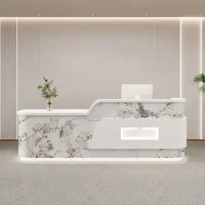 Cream Style Reception Desk - Training Center & Boutique Counter - Paint White + Pandora, L134" x W24" x H39"