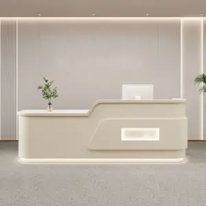 Cream Style Reception Desk - Training Center & Boutique Counter - Beige, L102" x W24" x H39"
