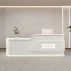 Cream Style Reception Desk - Training Center & Boutique Counter - Painted white, L157" x W24" x H39"