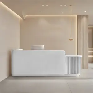 Modern Minimalist Reception Desk - L150" x W24" x H39", White