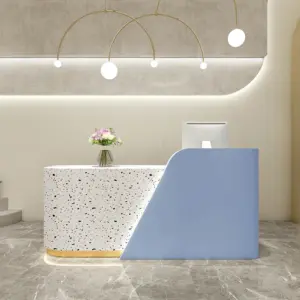 Modern Office Reception Desk in Premium White Lacquer