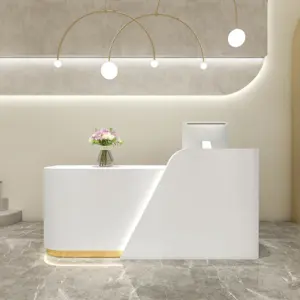 Modern Office Reception Desk in Premium White Lacquer