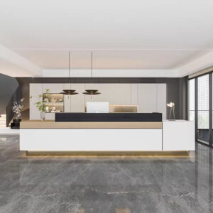 Multi-Use Reception Desks for Varied Businesses - L47" x W24" x H39", Natural wood + White