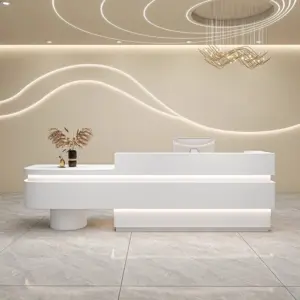 Professional Reception & Checkout Desks - L150" x W24" x H39", White