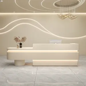 Professional Reception & Checkout Desks - L150" x W24" x H39", Off-white