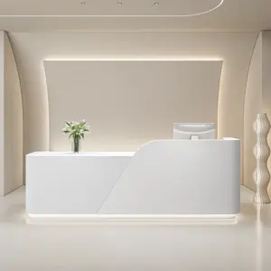 Reception Desks, Cashier Counters &amp - L87" x W24" x H39", White + White