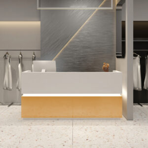 Simple Modern Barber Shop Counter - Maoters - L39"xW24"xH39", White + Gold