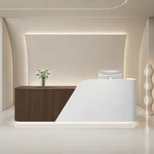 Reception Desks, Cashier Counters &amp - L118" x W24" x H39", Brown + White