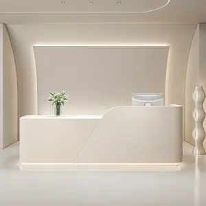 Reception Desks, Cashier Counters &amp - L94" x W24" x H39", Beige + Beige