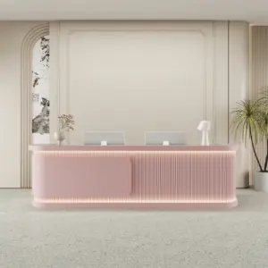 Salon Reception Counters & Corporate Office Front Desks - L134" x W24" x H39", Pink