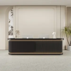 Salon Reception Counters & Corporate Office Front Desks - L150" x W24" x H39", Black