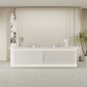 Salon Reception Counters & Corporate Office Front Desks - L150" x W24" x H39", White