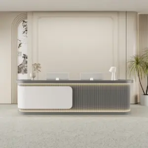 Salon Reception Counters & Corporate Office Front Desks - L47" x W24" x H39", White + Dark gray
