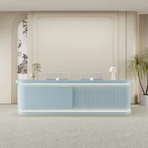 Salon Reception Counters & Corporate Office Front Desks - L126" x W24" x H39", Sky blue paint