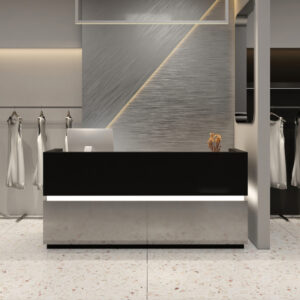 Simple Modern Barber Shop Counter - Maoters - L39"xW24"xH39", Black + Silver