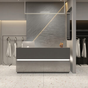 Simple Modern Barber Shop Counter - Maoters - L39"xW24"xH39", Gray + Silver