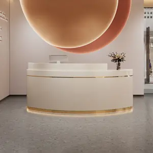 Premium Curved Reception Desks for Dental Clinics &Beauty Salons - L118" x W24" x H37", Off white